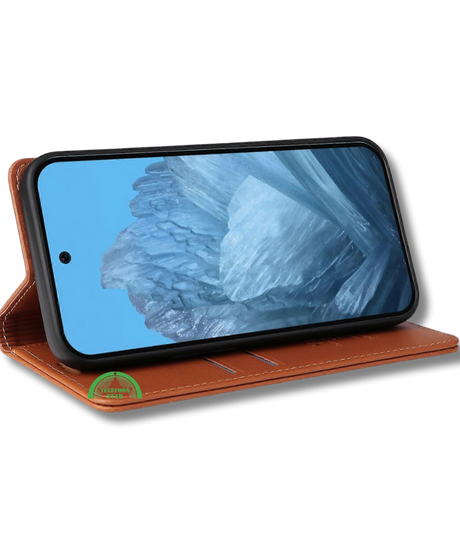 Hoesje Google Pixel 10 Pro Rood Lederen Look Met Pasjeshouder & Magnetische Sluiting