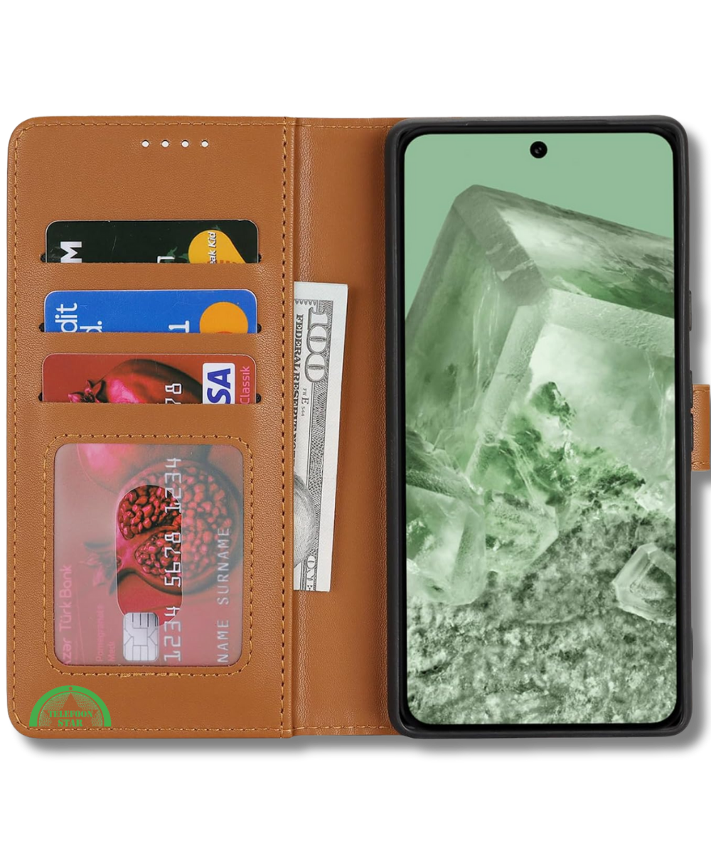 Hoesje voor Google Pixel 8 Bruin Bookcase Kunstleer met Pasjeshouder