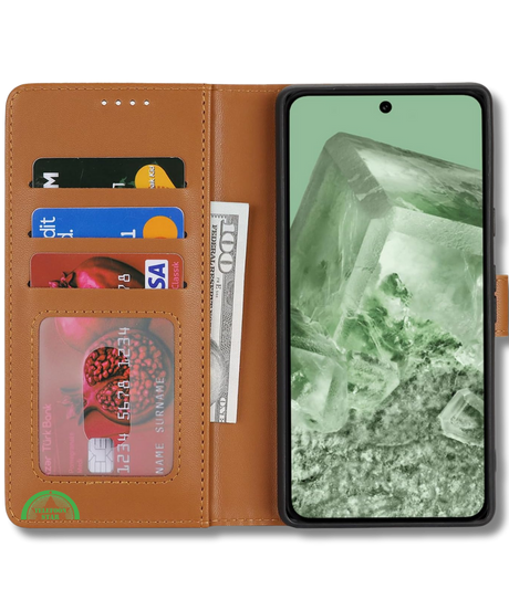 Hoesje voor Google Pixel 8 Bruin Bookcase Kunstleer met Pasjeshouder