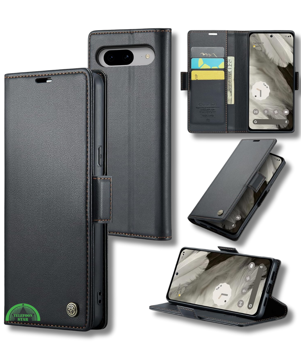 Hoesje voor Google Pixel 8 Zwart Bookcase Kunstleer met Pasjeshouder