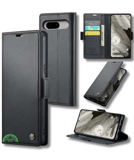 Hoesje voor Google Pixel 8 Zwart Bookcase Kunstleer met Pasjeshouder