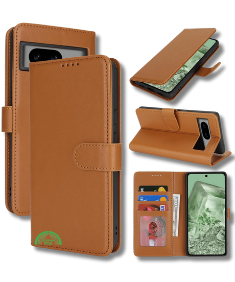 Hoesje voor Google Pixel 8 Bruin Bookcase Kunstleer met Pasjeshouder