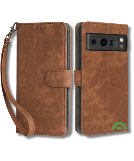 Google Pixel 8 Pro Bookcase Hoesje Bruin Leren Look Met Pasjeshouder