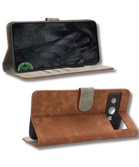 Google Pixel 8 Pro Bookcase Hoesje Bruin Leren Look Met Pasjeshouder