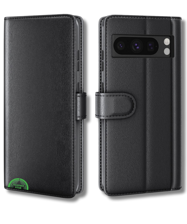 Google Pixel 8 Pro Bookcase Hoesje Zwart Leren Look Met Pasjeshouder