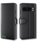 Google Pixel 8 Pro Bookcase Hoesje Zwart Leren Look Met Pasjeshouder
