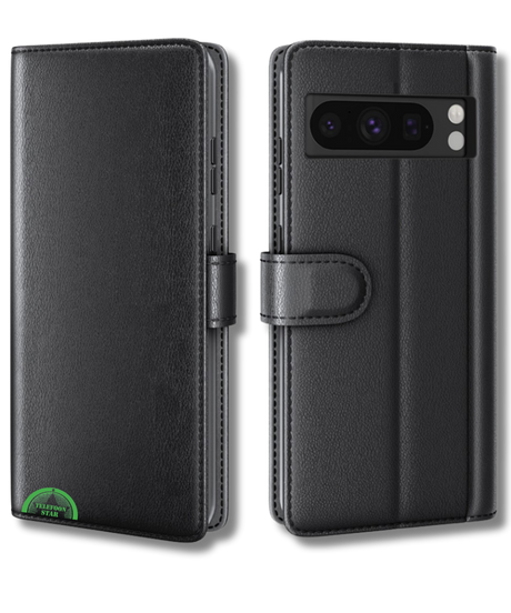 Google Pixel 8 Pro Bookcase Hoesje Zwart Leren Look Met Pasjeshouder