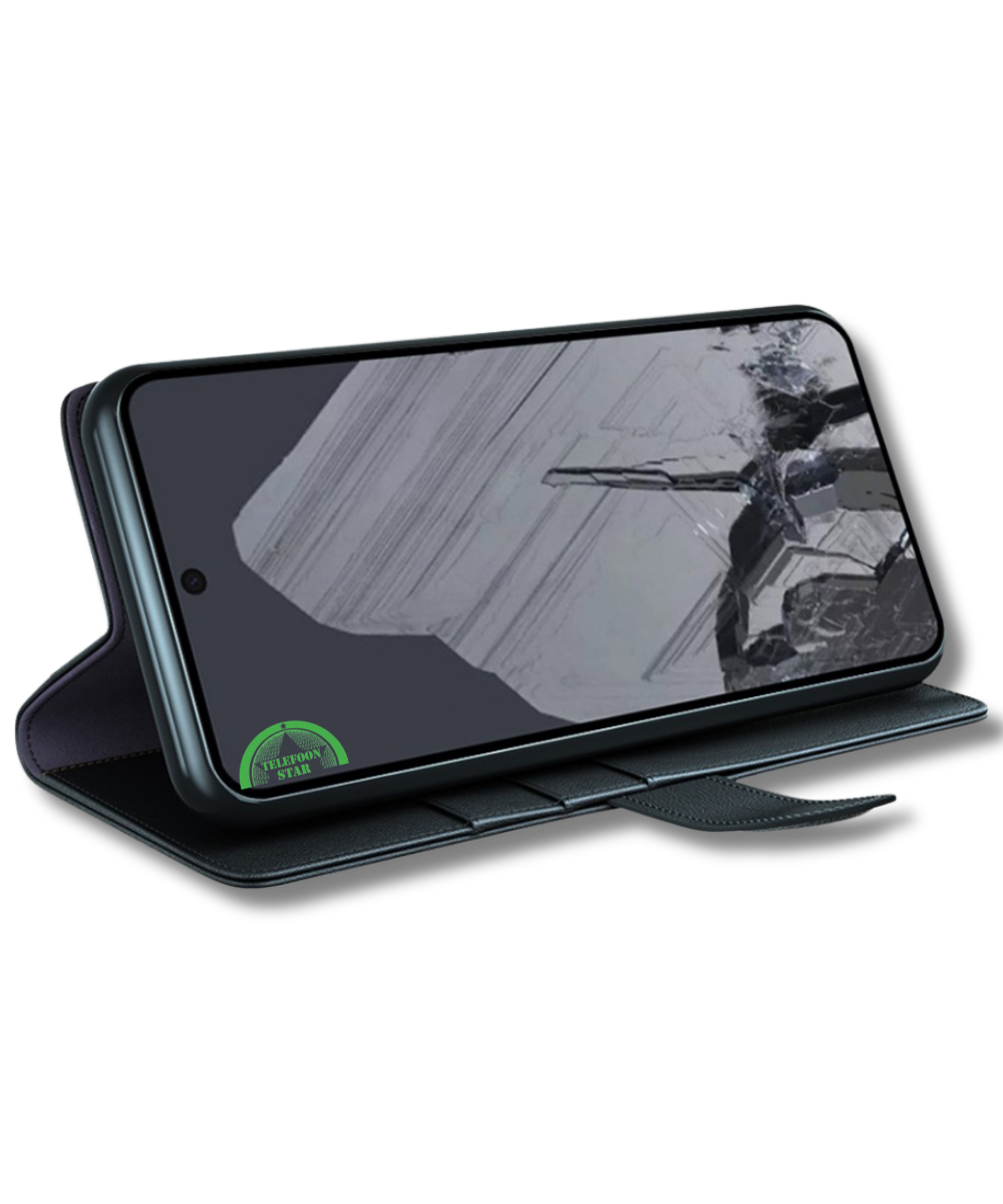 Google Pixel 8 Pro Bookcase Hoesje Zwart Leren Look Met Pasjeshouder