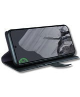 Google Pixel 8 Pro Bookcase Hoesje Zwart Leren Look Met Pasjeshouder