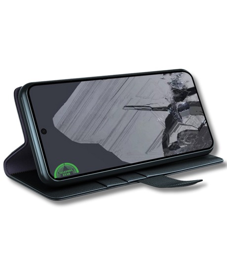 Google Pixel 8 Pro Bookcase Hoesje Zwart Leren Look Met Pasjeshouder