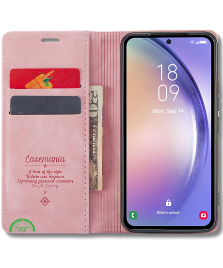 Hoesje Google Pixel 9 Pro XL Roze Bookcase Met Pasjeshouder