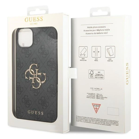 iPhone 15 Hardcase | Guess Gouden Logo | Backcover Grijs