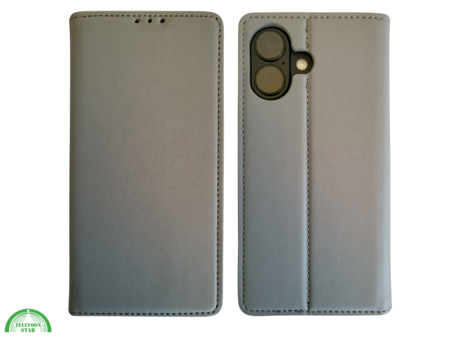 Boek case Grijs cover iPhone 16 Plus