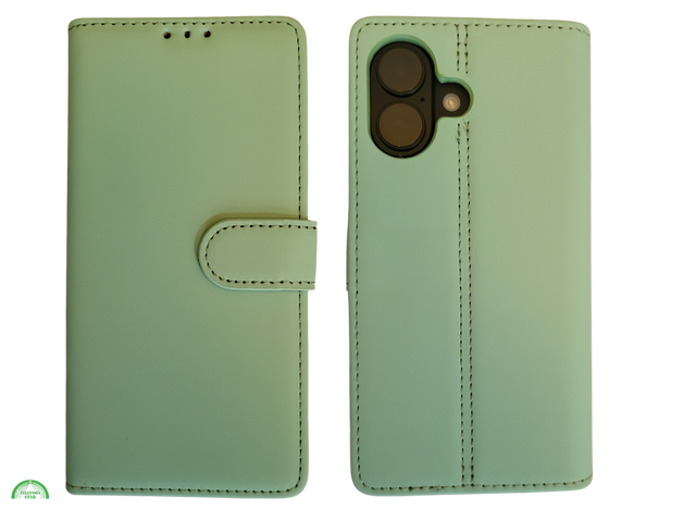 Boek case Groen cover iPhone 16 Plus
