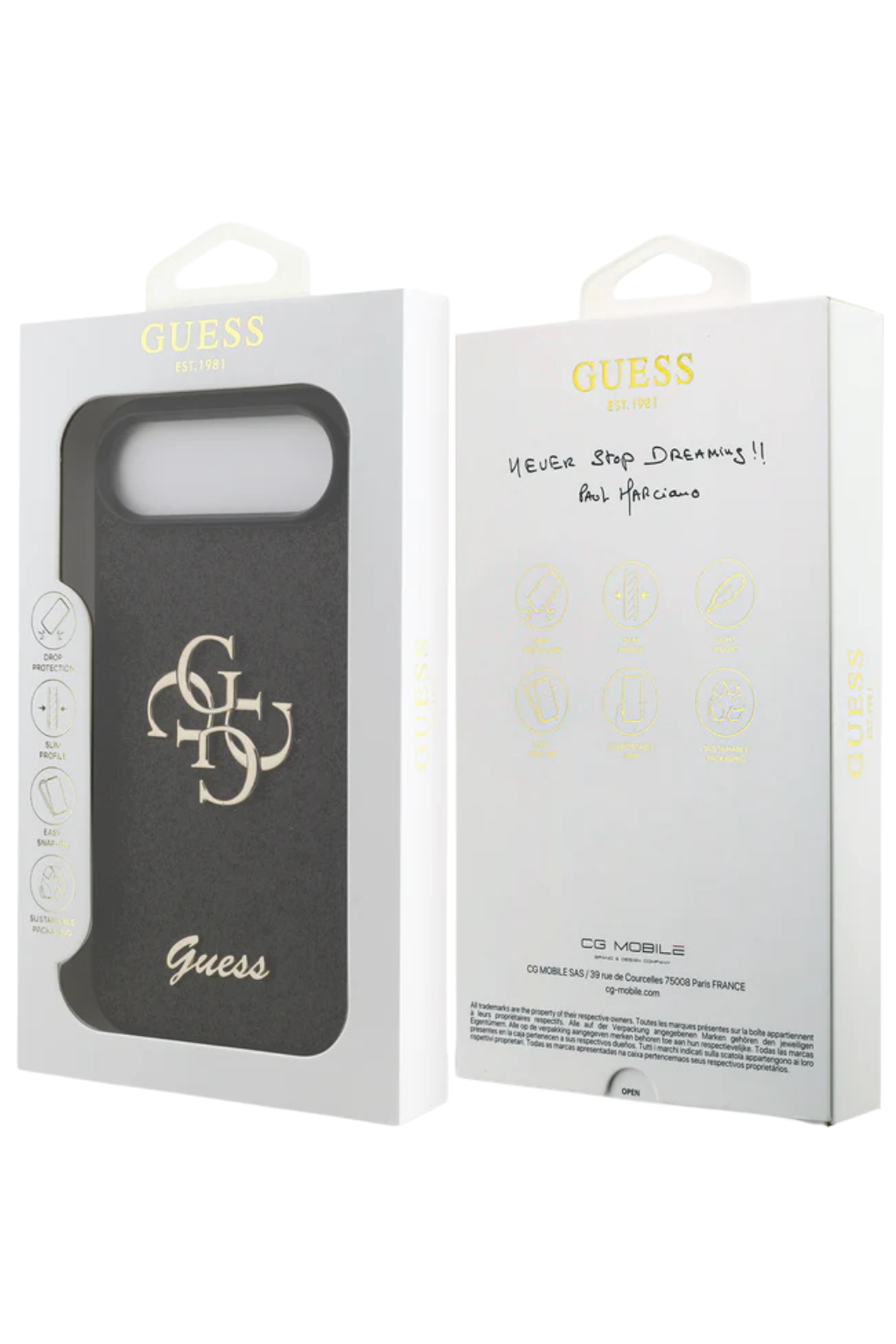 Luxe Protectcase voor iPhone 17 Air &ndash; Guess Black Edition met 4G Logo