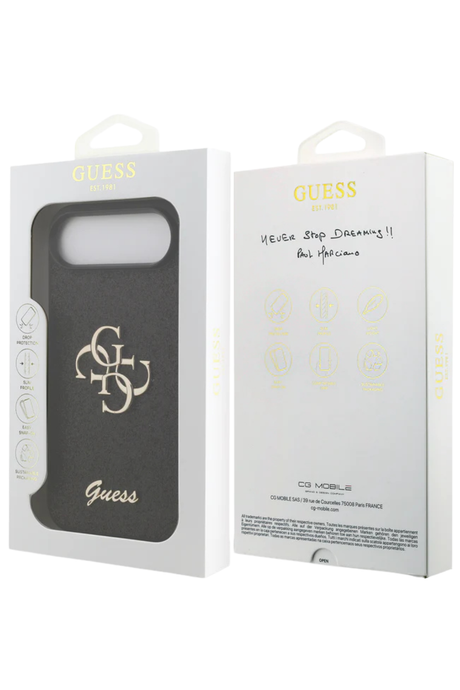 Luxe Protectcase voor iPhone 17 Air &ndash; Guess Black Edition met 4G Logo