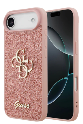 Luxe Protectcase voor iPhone 17 Air &ndash; Guess Roze Edition met 4G Logo