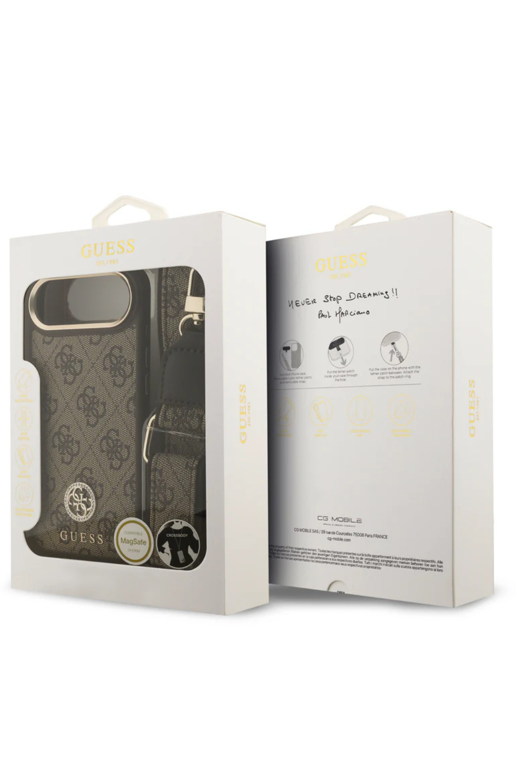 Guess iPhone 17 Air Crossbody Hoesje met Band &ndash; Luxe MagSafe Bescherming in Bruin Design