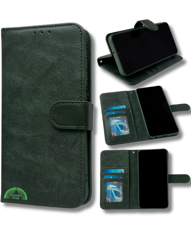 Hoesje voor Samsung A57 Groen Bookcase Magnetisch met Pasjeshouder