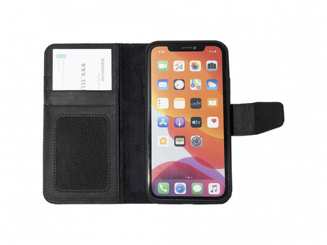 iPhone 15 Plus 100% leer hoesje | Ruimte voor drie pasjes | 2 in 1 functie | Zwart