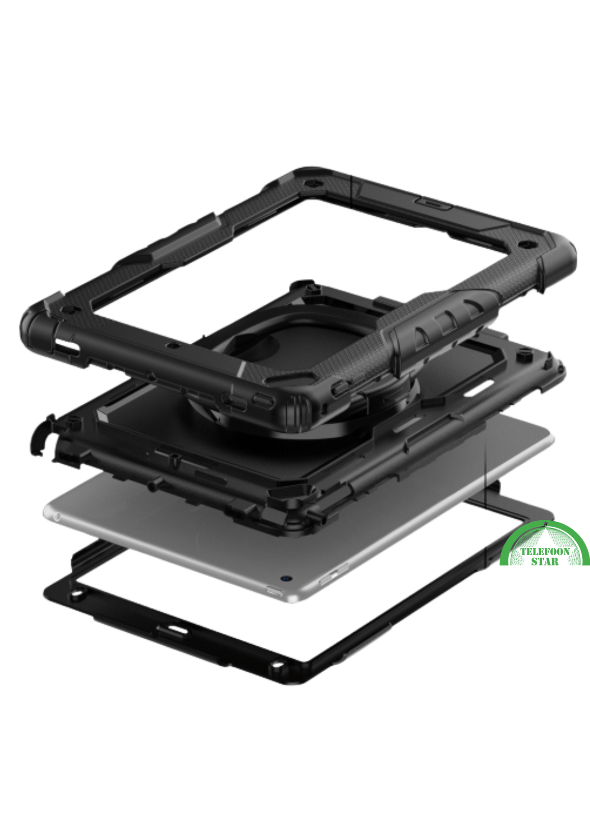 iPad 10.2 (2022) Hoes Hard Kunststof,Siliconen Backcover + Standaard - Zwart