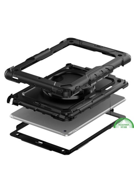 iPad 10.2 (2022) Hoes Hard Kunststof,Siliconen Backcover + Standaard - Zwart