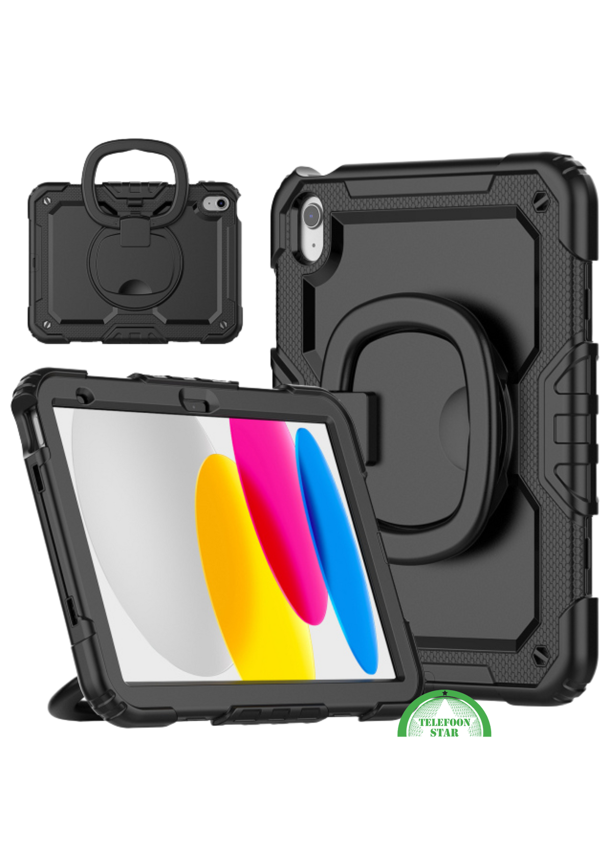 iPad 10.2 (2022) Hoes Hard Kunststof,Siliconen Backcover + Standaard - Zwart