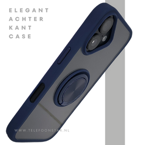 iPhone 16 hoesje blauw transparant cover met MagSafe ring en bescherming