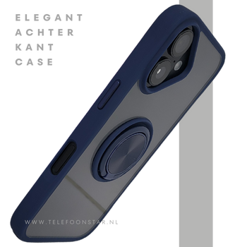 iPhone 16 hoesje blauw transparant cover met MagSafe ring en bescherming