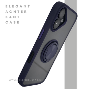 iPhone 16 hoesje blauw transparant met MagSafe ring en schokbestendige bescherming