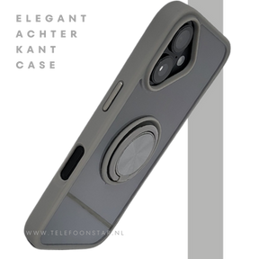 iPhone 16 hoesje grijs transparant met MagSafe ring en valbescherming