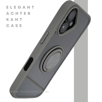 iPhone 16 Plus hoesje grijs transparant met MagSafe ring en valbescherming