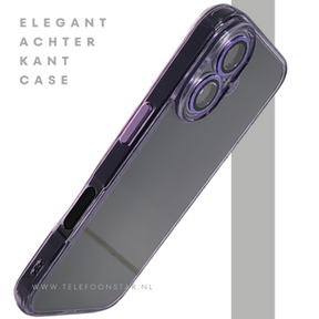 iPhone 16 hoesje lila transparant met schokbestendige bescherming en slank design