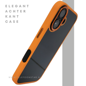iPhone 16 Plus oranje transparant met schokbestendige bescherming