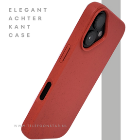 iPhone 16 hoesje rood eco-vriendelijk bioplastic schokbestendige cover