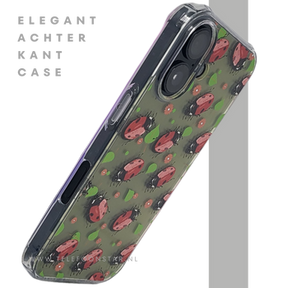 iPhone 16 hoesje transparant met lieveheersbeestjes print en schokbestendige bescherming
