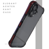 iPhone 17 hoesje transparant met rode accenten en schokabsorberende randen