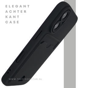 iPhone 17 Pro / Pro Max Hoesje Zwart met Kaarthouder &ndash; Schokbestendig