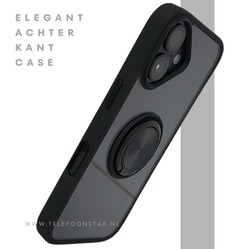 iPhone 16 hoesje zwart transparant met MagSafe ring en stevige bescherming