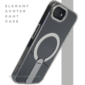 iPhone 16E Transparante witte randen Hoes met MagSafe Ring