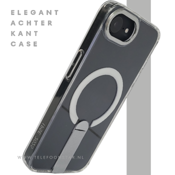iPhone 16E Transparante witte randen Hoes met MagSafe Ring