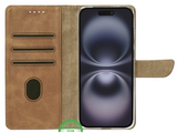 iPhone 17 Air Bookcase Hoesje Bruin &ndash; Wallet Case met Pasjeshouder &amp; Standfunctie