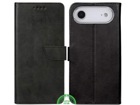 Bookcase iPhone 17 Air Zwart &ndash; Klassieke Leren Look &amp; Volledige Bescherming