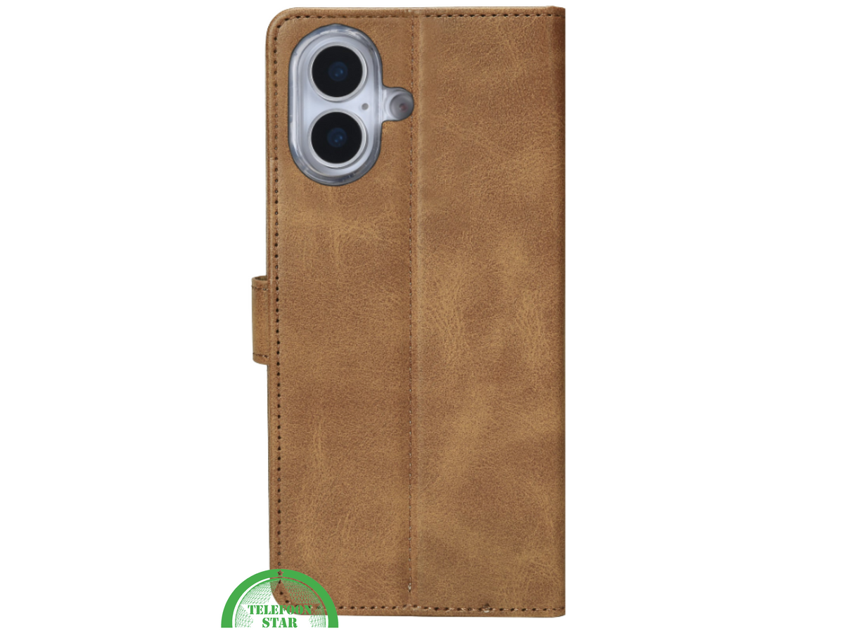 iPhone 17 Bookcase Hoesje Bruin – Standfunctie & Kaartvakjes