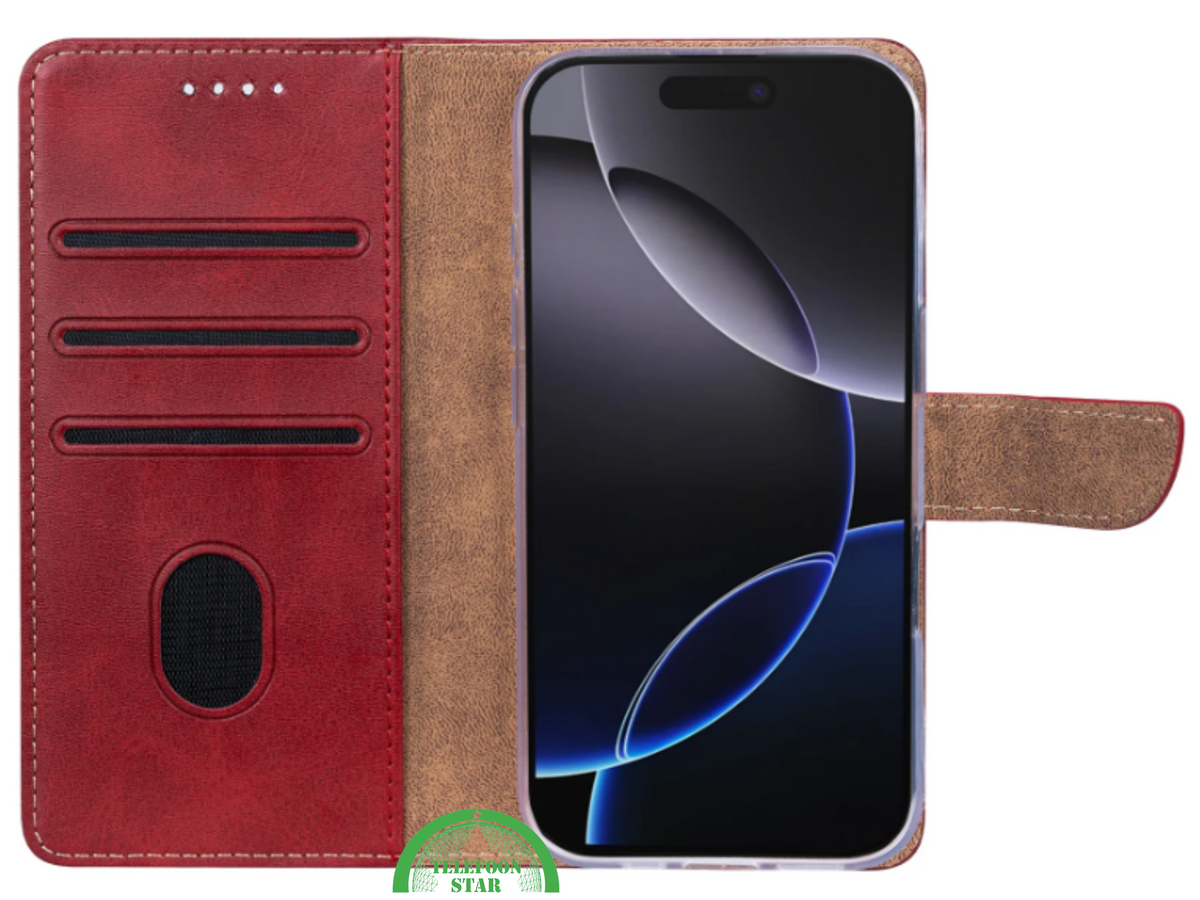 iPhone 17 Bookcase Hoesje Rood – Luxe Wallet Case met Standaard & Pasjeshouder