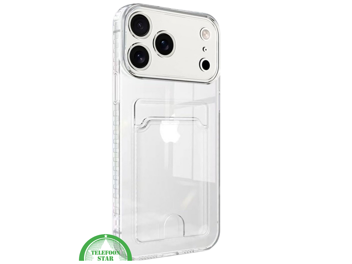 Transparant iPhone 17 Pro Max Hoesje met Kaarthouder &ndash; Handig Opbergvak