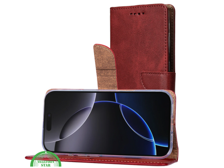 Rood Bookcase Hoesje voor iPhone 17 Pro / Pro Max &ndash; Functionele Bescherming met Stijl