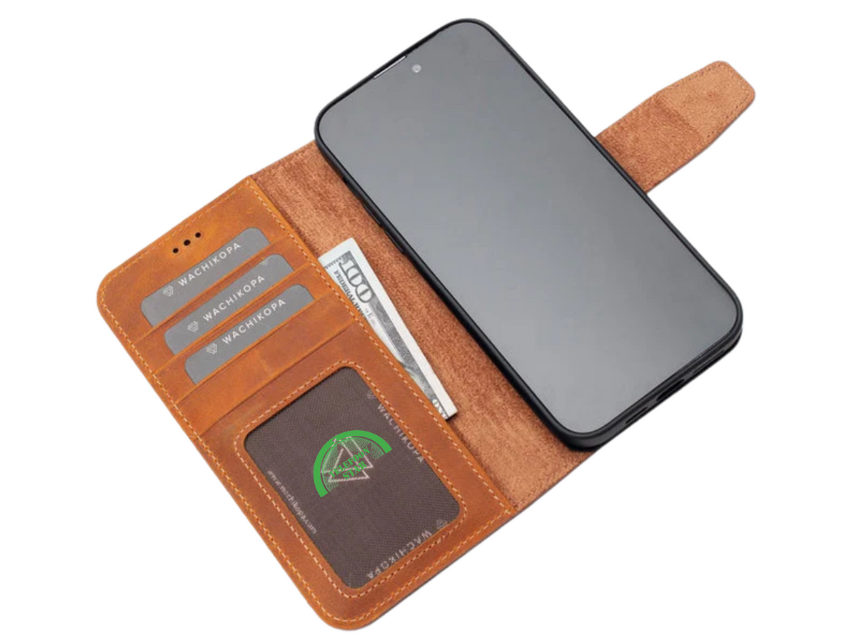 2-in-1 Luxe Bookcase Hoesje Bruin – Magnetisch iPhone Hoesje