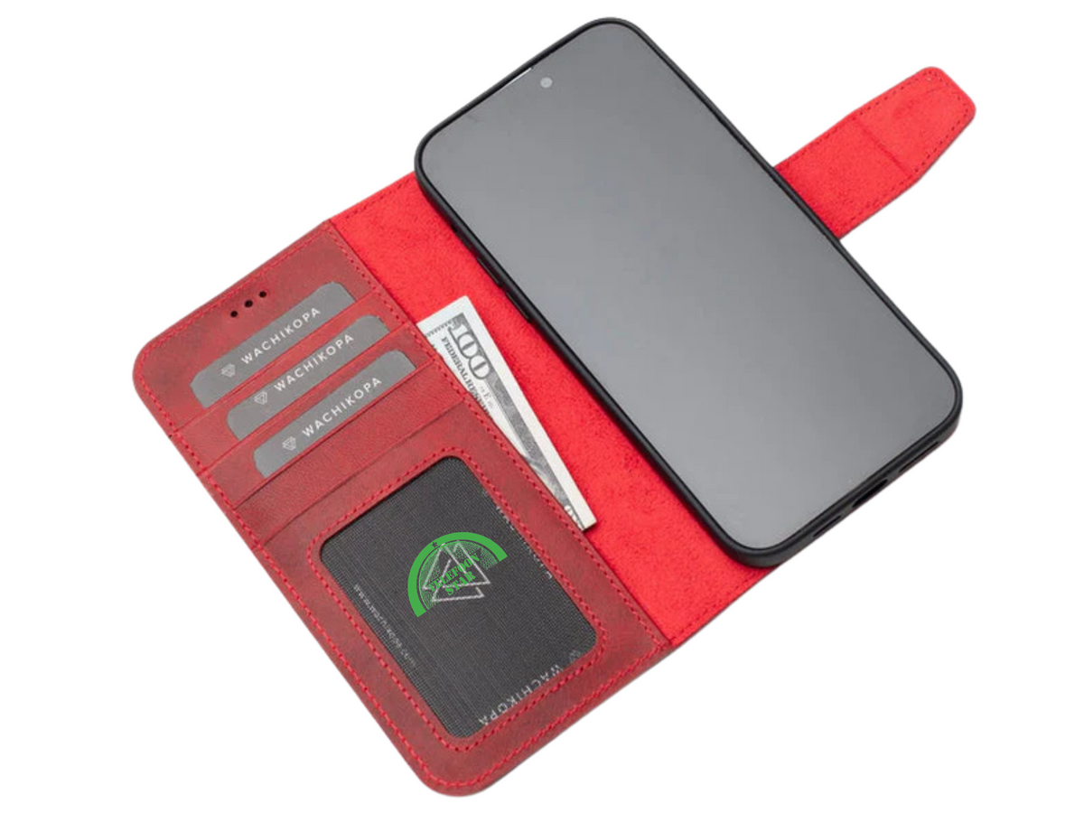 2-in-1 Luxe Bookcase Hoesje Rood – Magnetisch iPhone Hoesje