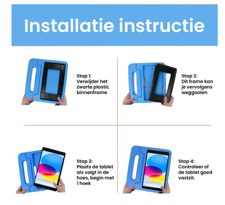 Stevige iPad Kids Hoes Blauw &ndash; met handvat en kickstand